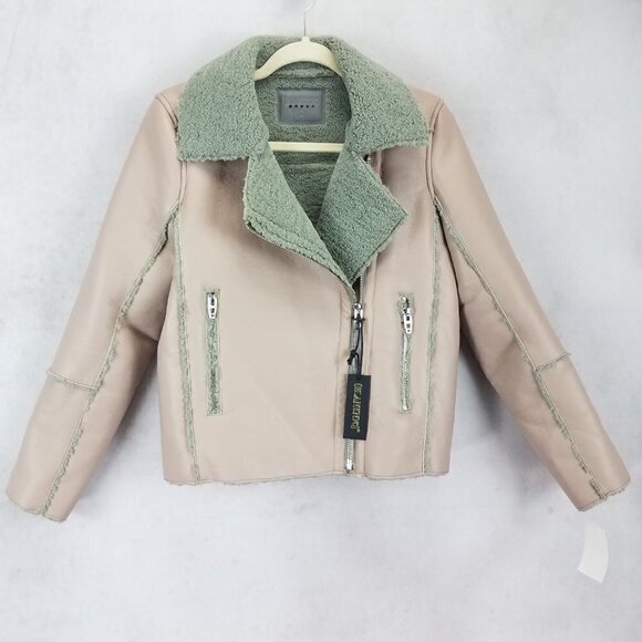NEW Blank NYC Size XS Faux Leather Moto Jacket in Herbal Refreshment NWT $98